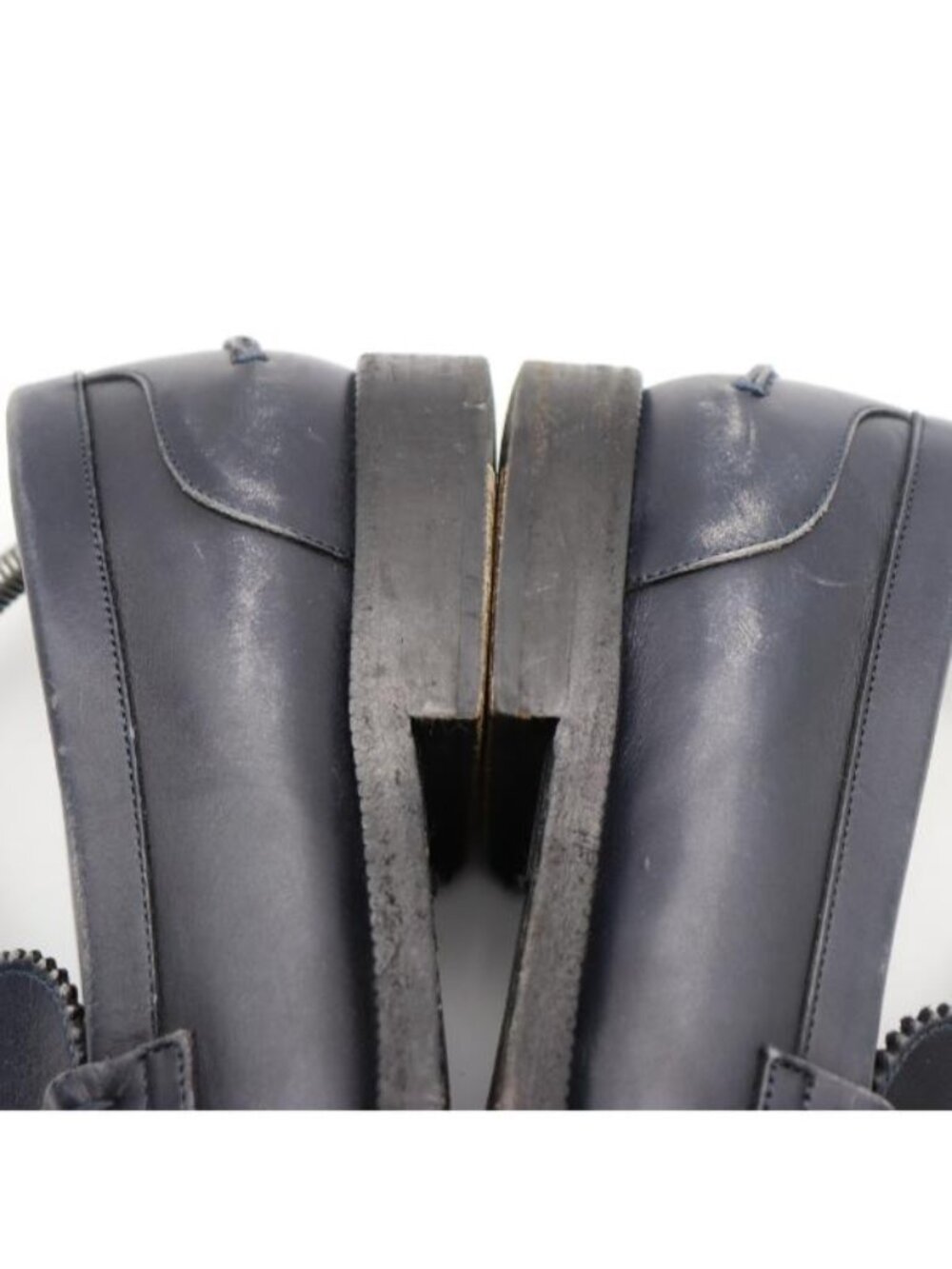 Burberry Kiltie Bedmoore Fringe Men’s EU 44 Leather Loafers Navy/ Brown Italy - Picture 12 of 14